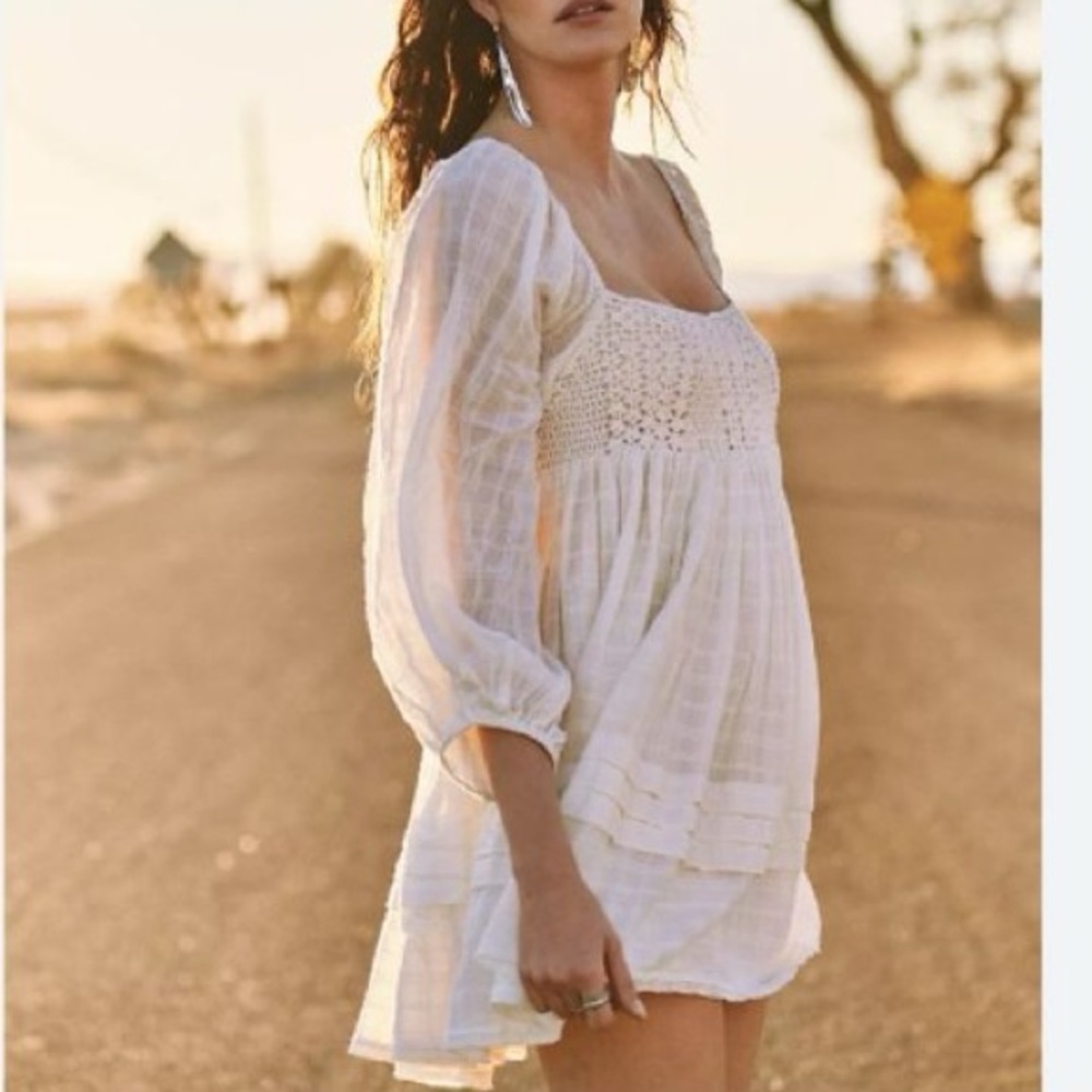 FREE PEOPLE ARI CROCHET MINI DRESS